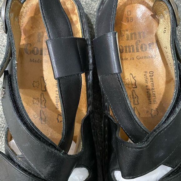 Finn Comfort Black Leather Sandals Women Size EU 38 - Picture 4 of 10